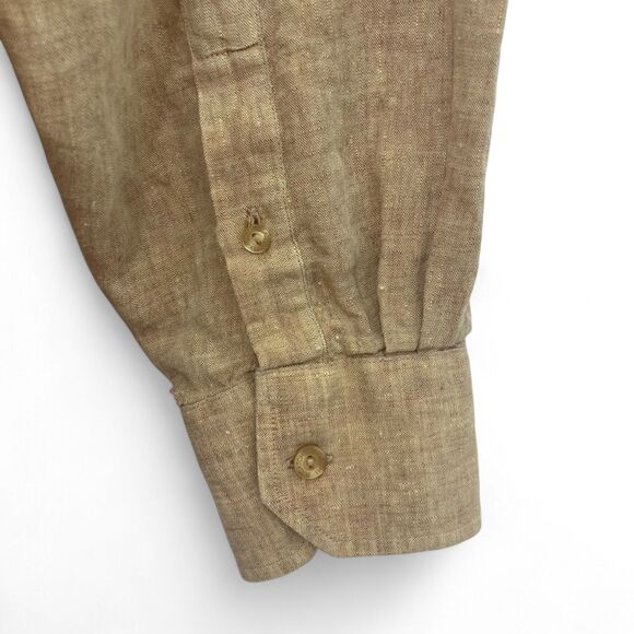 Bugatchi Uomo 100% Linen Men's Shirt XXL Point Collar Elegant Casual Chic - Picture 12 of 16